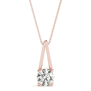 Richardine Lab-Created Diamond Rose Gold 4 Prong Solitaire Pendant Necklace