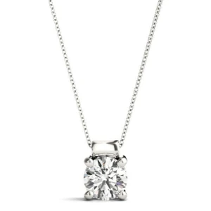 Richela Natural Diamond Round cut 4 Prong  Solitaire Pendant Necklace