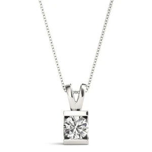 Tyna Natural Diamond Round cut Solitaire Pendant Necklace