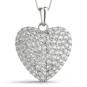 Vella Lab-Created Diamond Round cut Pave Set Heart Necklace