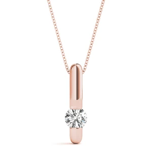 Ricula Natural Diamond Rose Gold Channel Set Solitaire Pendant Necklace