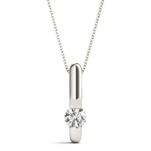 Ricula Natural Diamond Round cut Channel Set  Solitaire Pendant Necklace