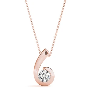 Rikilda Natural Diamond Rose Gold Semi Bezel Solitaire Pendant Necklace