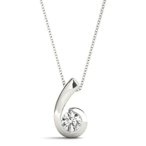 Rikilda Natural Diamond Round cut Semi Bezel  Solitaire Pendant Necklace