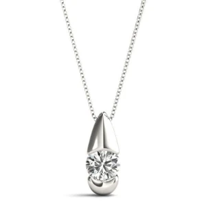Rikilde Natural Diamond Round cut Semi Bezel  Solitaire Pendant Necklace