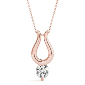 Rili Natural Diamond Rose Gold Prong Set Solitaire Pendant Necklace