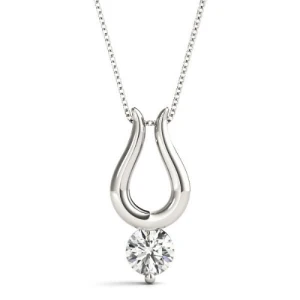 Rili Natural Diamond Round cut Prong Set  Solitaire Pendant Necklace