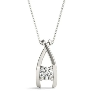 Riliegh Natural Diamond Round cut 4 Prong  Solitaire Pendant Necklace