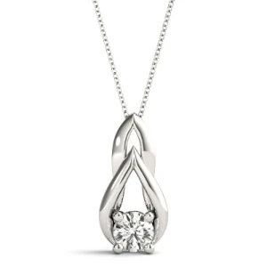 Rille Lab-Created Diamond Round cut 4 Prong Solitaire Pendant Necklace