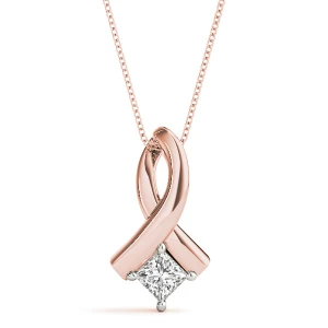 Rinselet Natural Diamond Rose Gold 4 Prong  Necklace