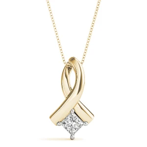 Rinselet Natural Diamond Yellow Gold 4 Prong  Necklace
