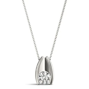 Rionne Natural Diamond Round cut Semi Bezel  Solitaire Pendant Necklace