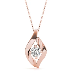 Risica Natural Diamond Rose Gold 4 Prong Solitaire Pendant Necklace