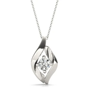 Risica Natural Diamond Round cut 4 Prong  Solitaire Pendant Necklace