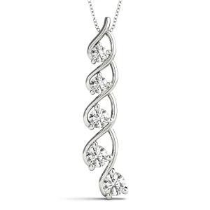 Dempsey Natural Diamond Silver Bezel Set Journey Pendant Necklace