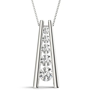 Samuel Lab-Created Diamond Silver Bezel Set Journey Pendant Necklace