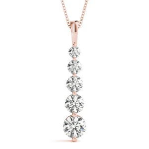 Carter Natural Diamond Rose Gold Prong Set Journey Pendant Necklace