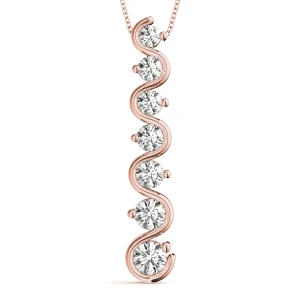 Waldo Lab-Created Diamond Rose Gold Bezel Set Journey Pendant Necklace
