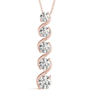 Grover Lab-Created Diamond Rose Gold Prong Set Journey Pendant Necklace