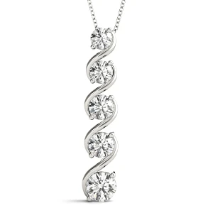 Grover Lab-Created Diamond Silver Prong Set Journey Pendant Necklace