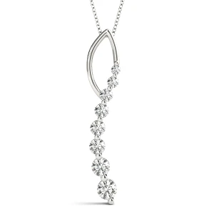 Brooks Natural Diamond Silver Prong Set Journey Pendant Necklace