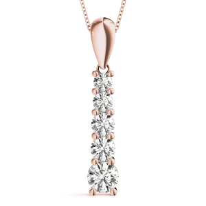 Zachary Natural Diamond Rose Gold Prong Set Journey Pendant Necklace