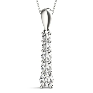 Zachary Natural Diamond Silver Prong Set Journey Pendant Necklace