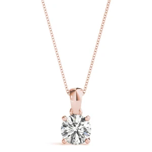 Roase Lab-Created Diamond Rose Gold 4 Prong Solitaire Pendant Necklace