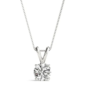 Roase Lab-Created Diamond Round cut 4 Prong  Solitaire Pendant Necklace