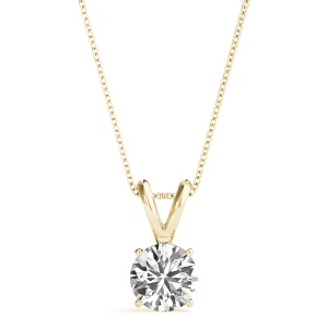 Roase Lab-Created Diamond Yellow Gold 4 Prong Solitaire Pendant Necklace