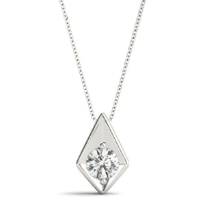 Robee Natural Diamond Round cut 2 Prong  Solitaire Pendant Necklace