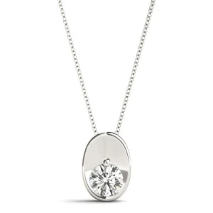 Robene Natural Diamond Platinum Prong Set Solitaire Pendant Necklace