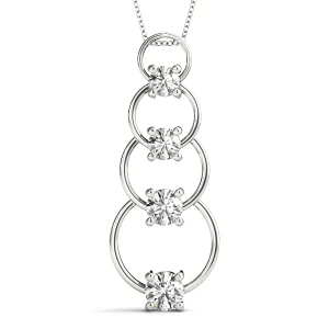 Ellis Natural Diamond Silver Bezel Set Journey Pendant Necklace