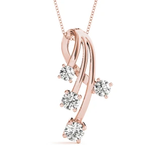 Ronnie Natural Diamond Rose Gold Bezel Set Journey Pendant Necklace