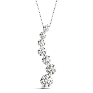 Roman Natural Diamond Silver Prong Set Journey Pendant Necklace