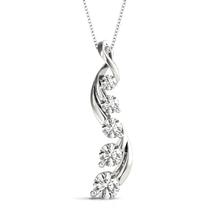 Michael Natural Diamond Silver Bezel Set Journey Pendant Necklace