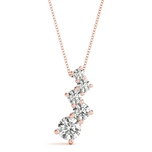 Silas Natural Diamond Rose Gold Prong Set Journey Pendant Necklace