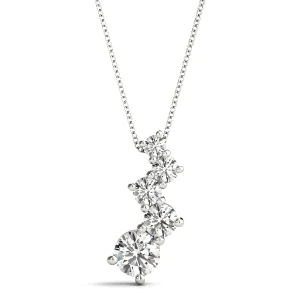 Silas Natural Diamond Silver Prong Set Journey Pendant Necklace