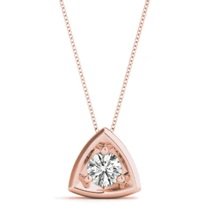 Roberlie Natural Diamond Rose Gold 3 Prong Solitaire Pendant Necklace