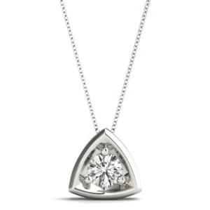 Roberlie Natural Diamond Platinum 3 Prong Solitaire Pendant Necklace