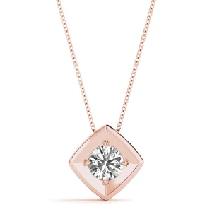 Robertia Natural Diamond Rose Gold 4 Claw Set Solitaire Pendant Necklace