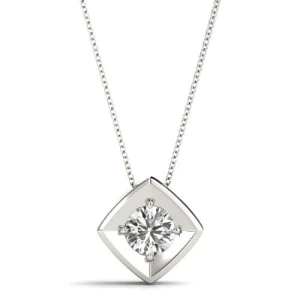 Robertia Natural Diamond White Gold 4 Claw Set Solitaire Pendant Necklace