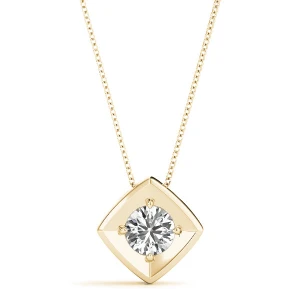 Robertia Natural Diamond Yellow Gold 4 Claw Set Solitaire Pendant Necklace