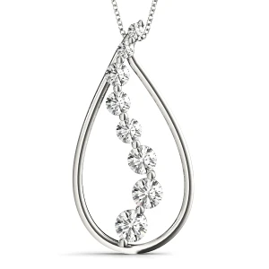Sebastian Natural Diamond Silver Prong Set Journey Pendant Necklace