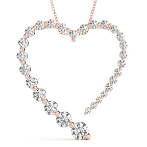 Teddy Lab-Created Diamond Rose Gold Shared Prong Set Journey Pendant Necklace
