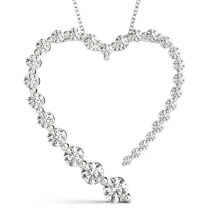 Teddy Lab-Created Diamond Platinum Shared Prong Set Journey Pendant Necklace