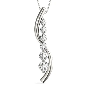 Jesse Natural Diamond Platinum Bezel Set Journey Pendant Necklace