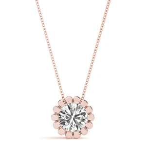 Tya Natural Diamond Rose Gold Solitaire Pendant Necklace