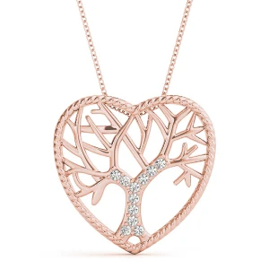Arlin Lab Grown Diamond Rose Gold Shared Prong Heart Necklace