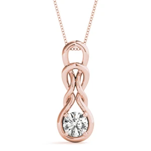 Robinia Natural Diamond Rose Gold 4 Prong Solitaire Pendant Necklace